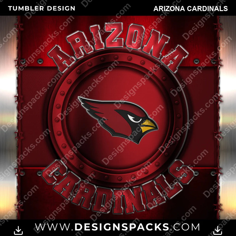 Football Metal Arizona Cardinals NFL Football Tumbler Digital Wrap Design Download
