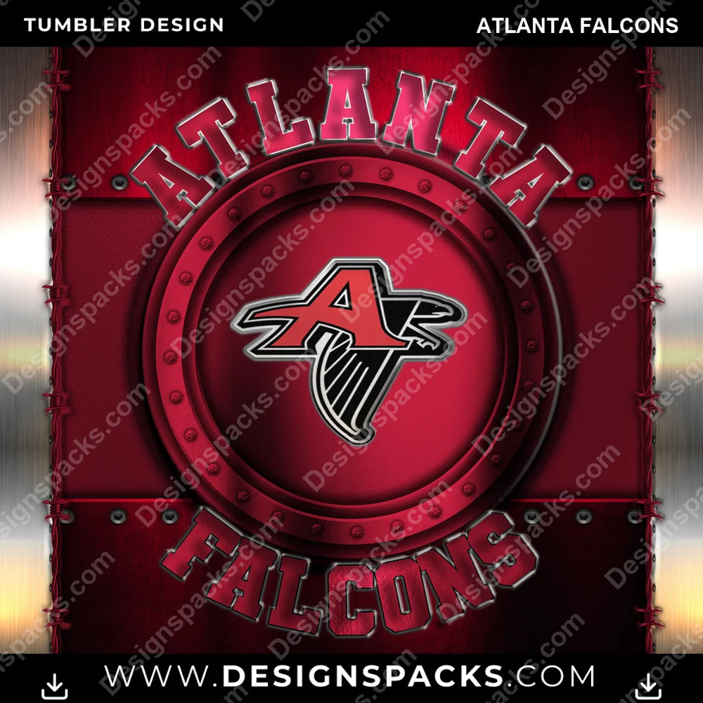 Football Metal Atlanta Falcons NFL Football Tumbler Digital Wrap Design Download