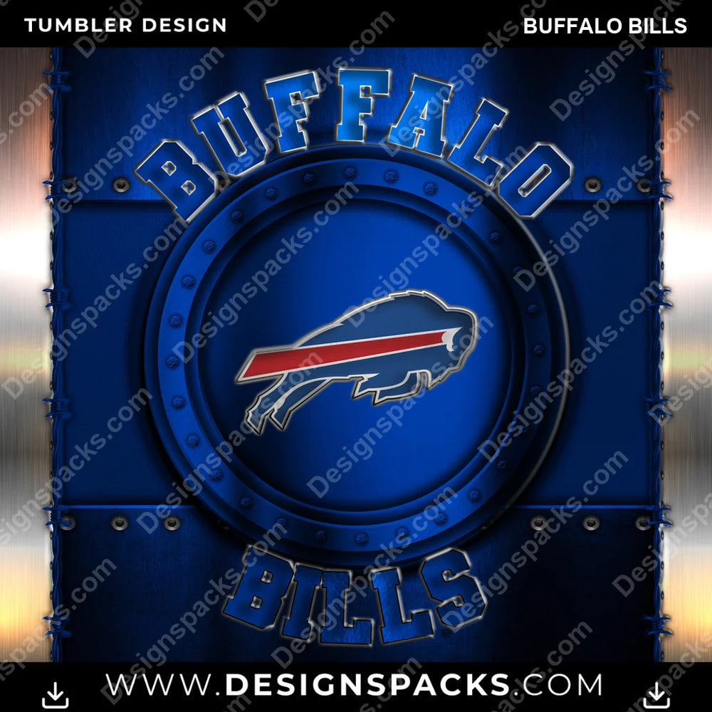 Football Metal Buffalo Bills NFL Football Tumbler Digital Wrap Design Download