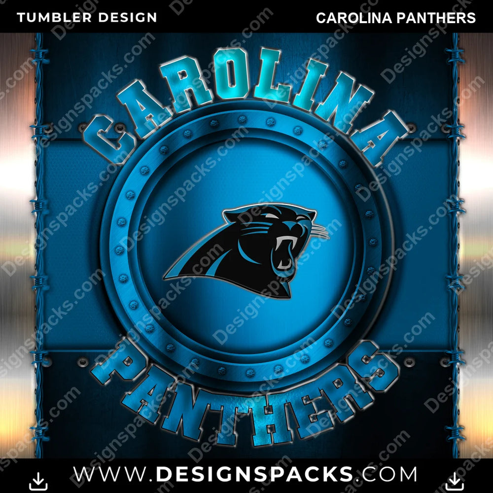 Football Metal Carolina Panthers NFL Football Tumbler Digital Wrap Design Download