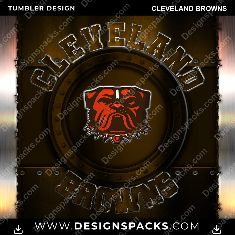 Football Metal Cleveland Browns NFL Football Tumbler Digital Wrap Design Download