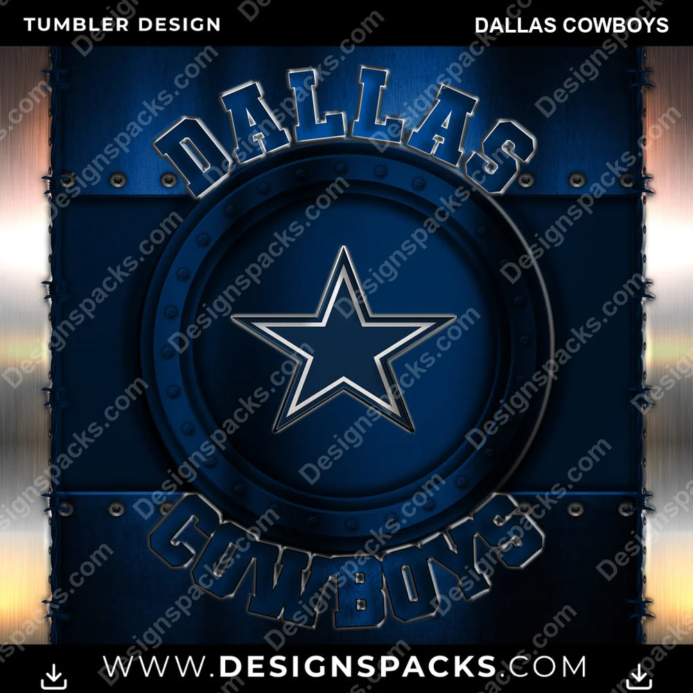 Football Metal Dallas Cowboys NFL Football Tumbler Digital Wrap Design Download