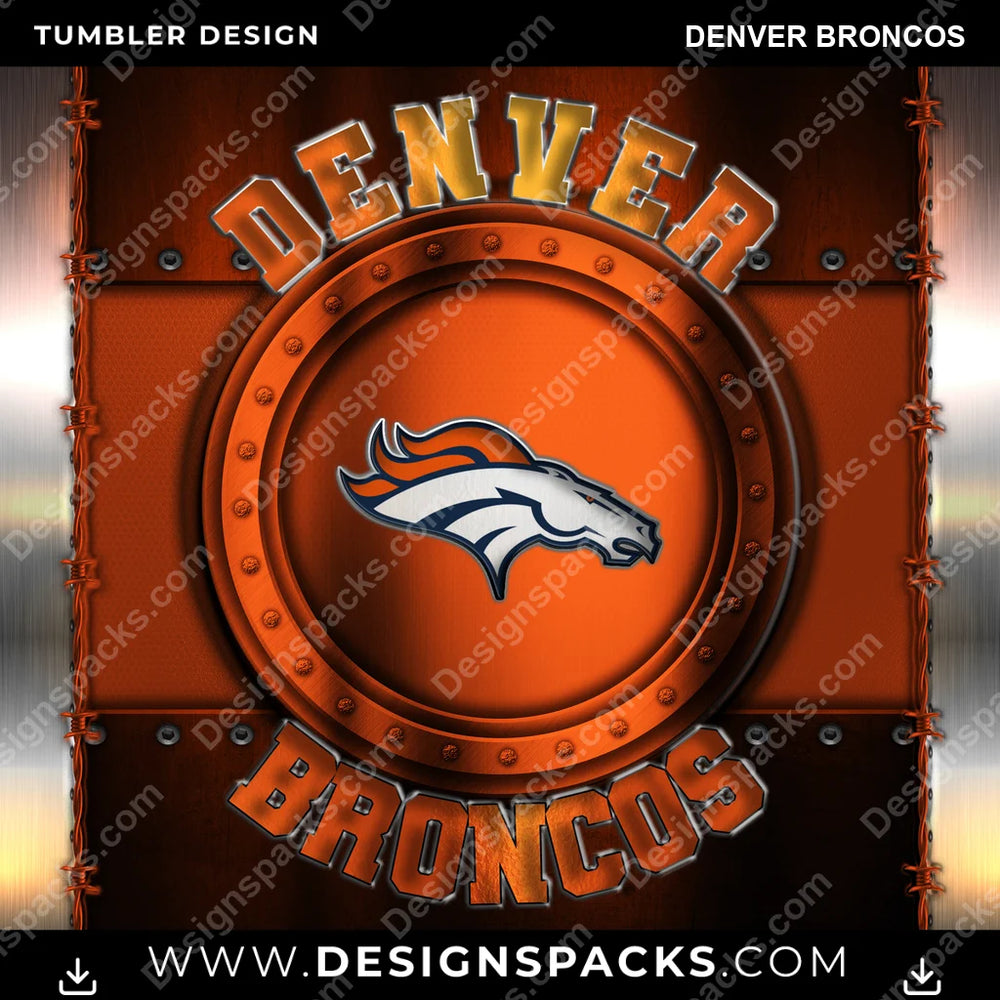 Football Metal Denver Broncos NFL Football Tumbler Digital Wrap Design Download