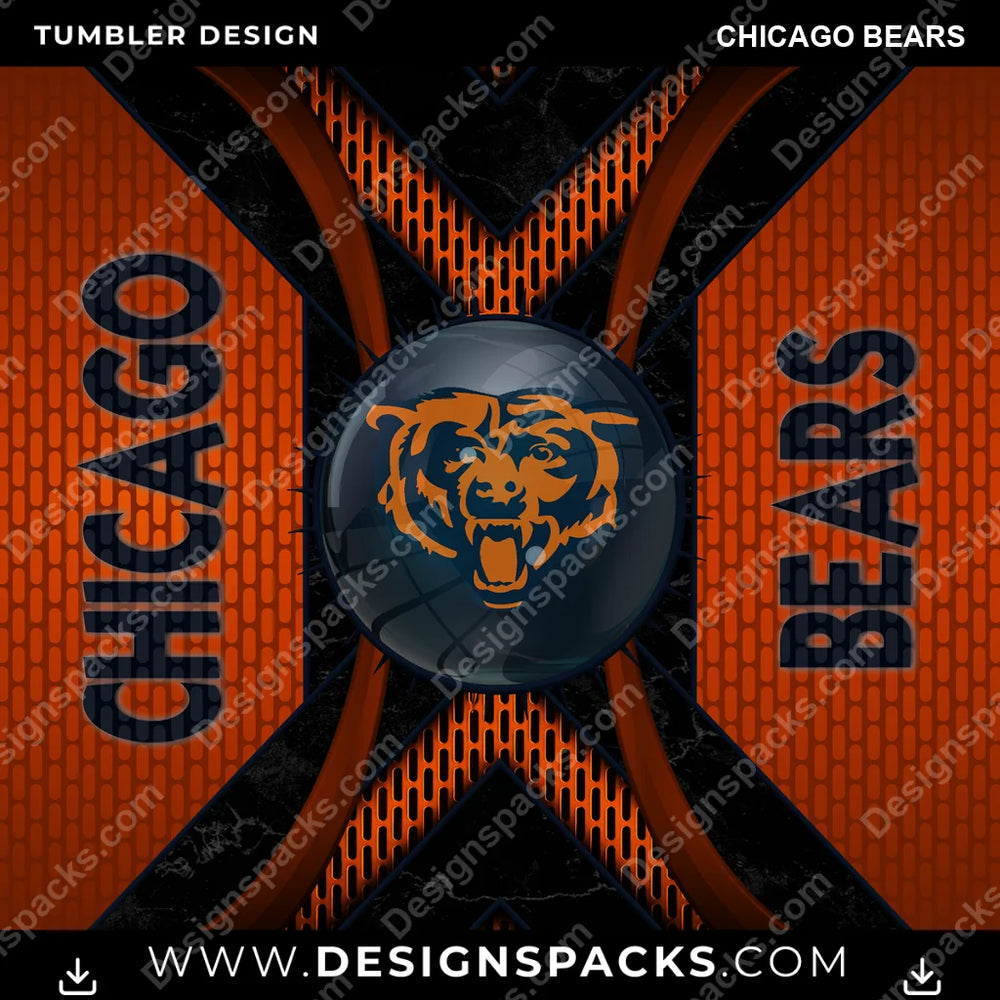 Football Metal Grating Chicago Bears NFL Football Tumbler Digital Wrap Design Download