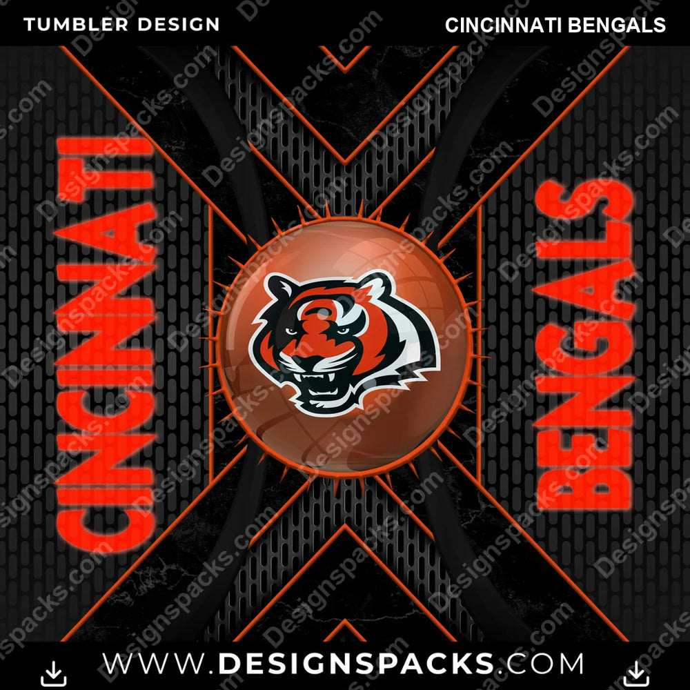 Football Metal Grating Cincinnati Bengals NFL Football Tumbler Digital Wrap Design Download