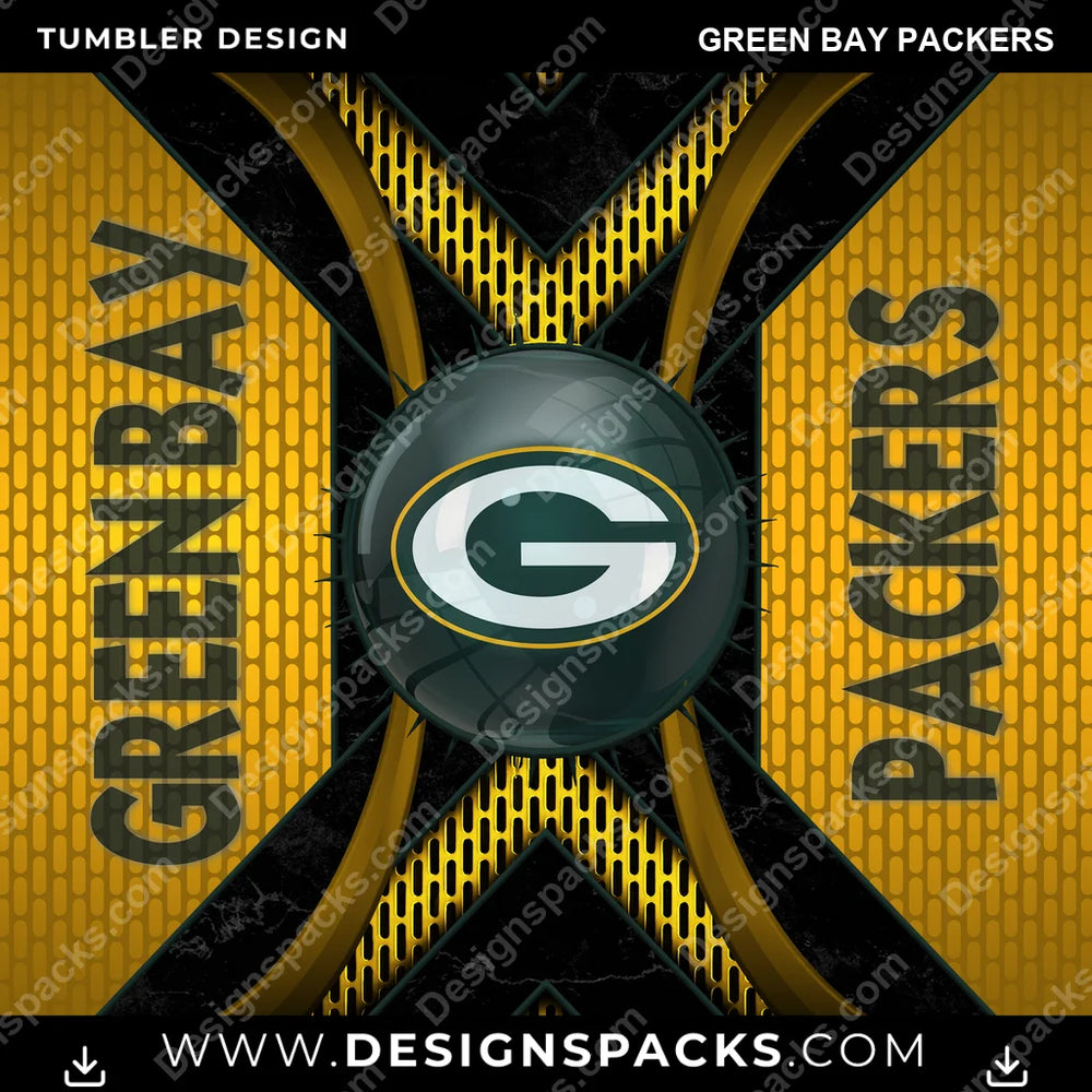 Football Metal Grating Green Bay Packers NFL Football Tumbler Digital Wrap Design Download