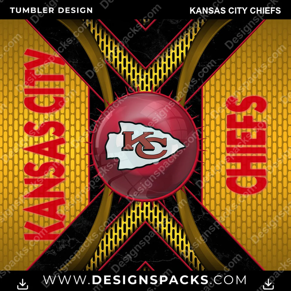 Football Metal Grating Kansas City Chiefs NFL Football Tumbler Digital Wrap Design Download