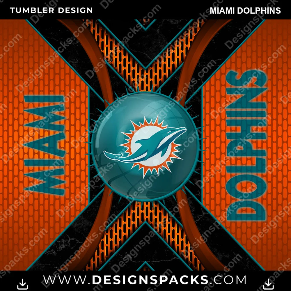 Football Metal Grating Miami Dolphins NFL Football Tumbler Digital Wrap Design Download