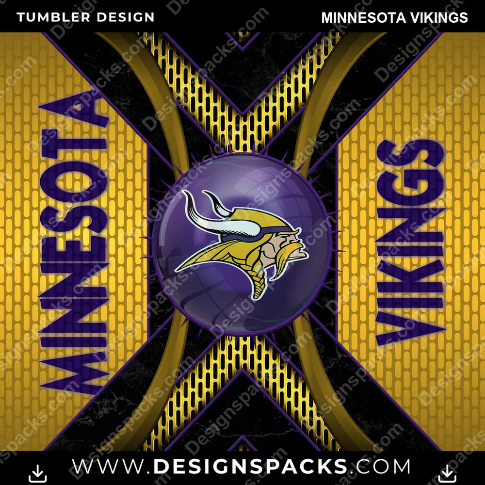Football Metal Grating Minnesota Vikings NFL Football Tumbler Digital Wrap Design Download