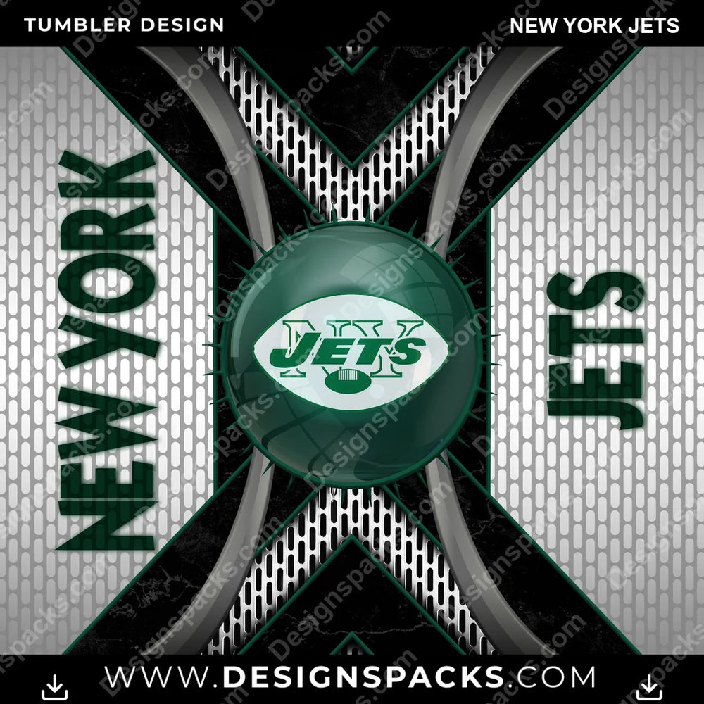Football Metal Grating New York Jets NFL Football Tumbler Digital Wrap Design Download