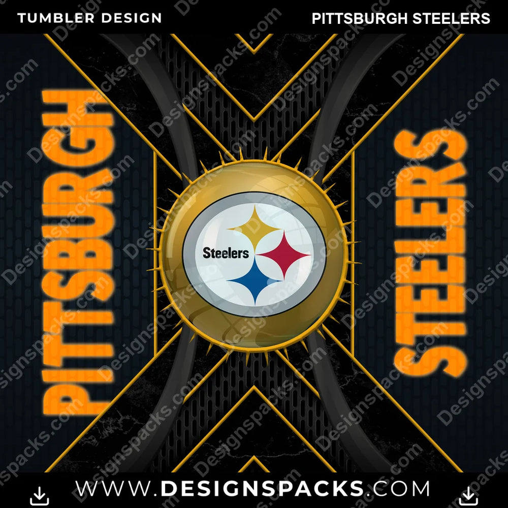 Football Metal Grating Pittsburgh Steelers NFL Football Tumbler Digital Wrap Design Download