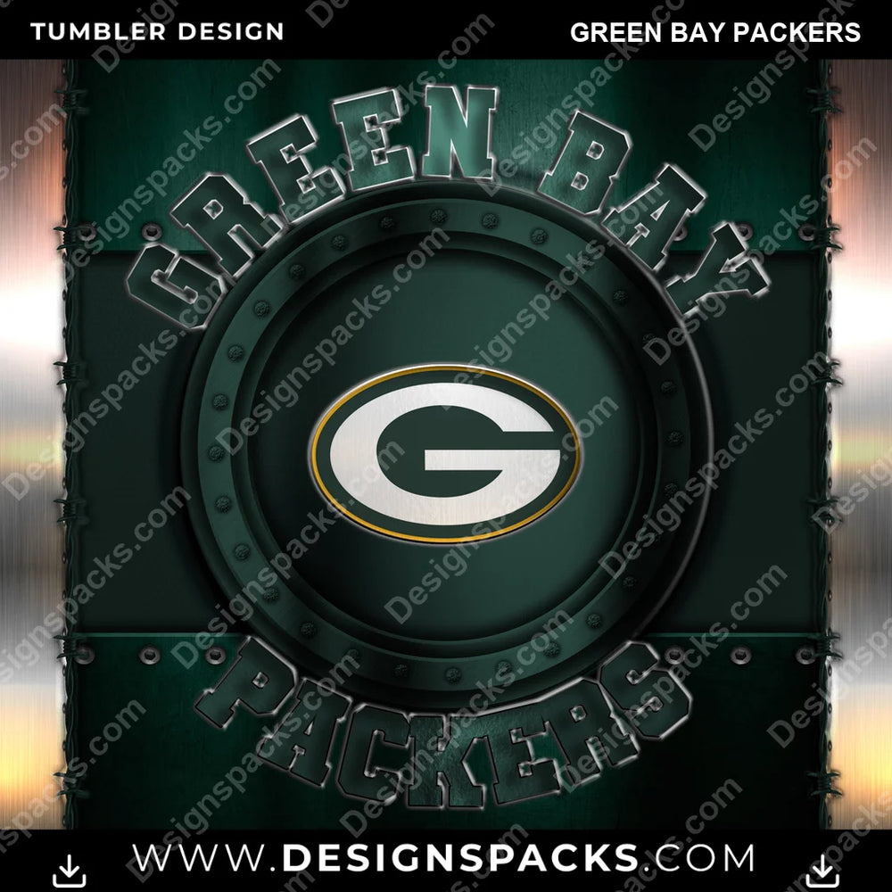 Football Metal Green Bay Packers NFL Football Tumbler Digital Wrap Design Download