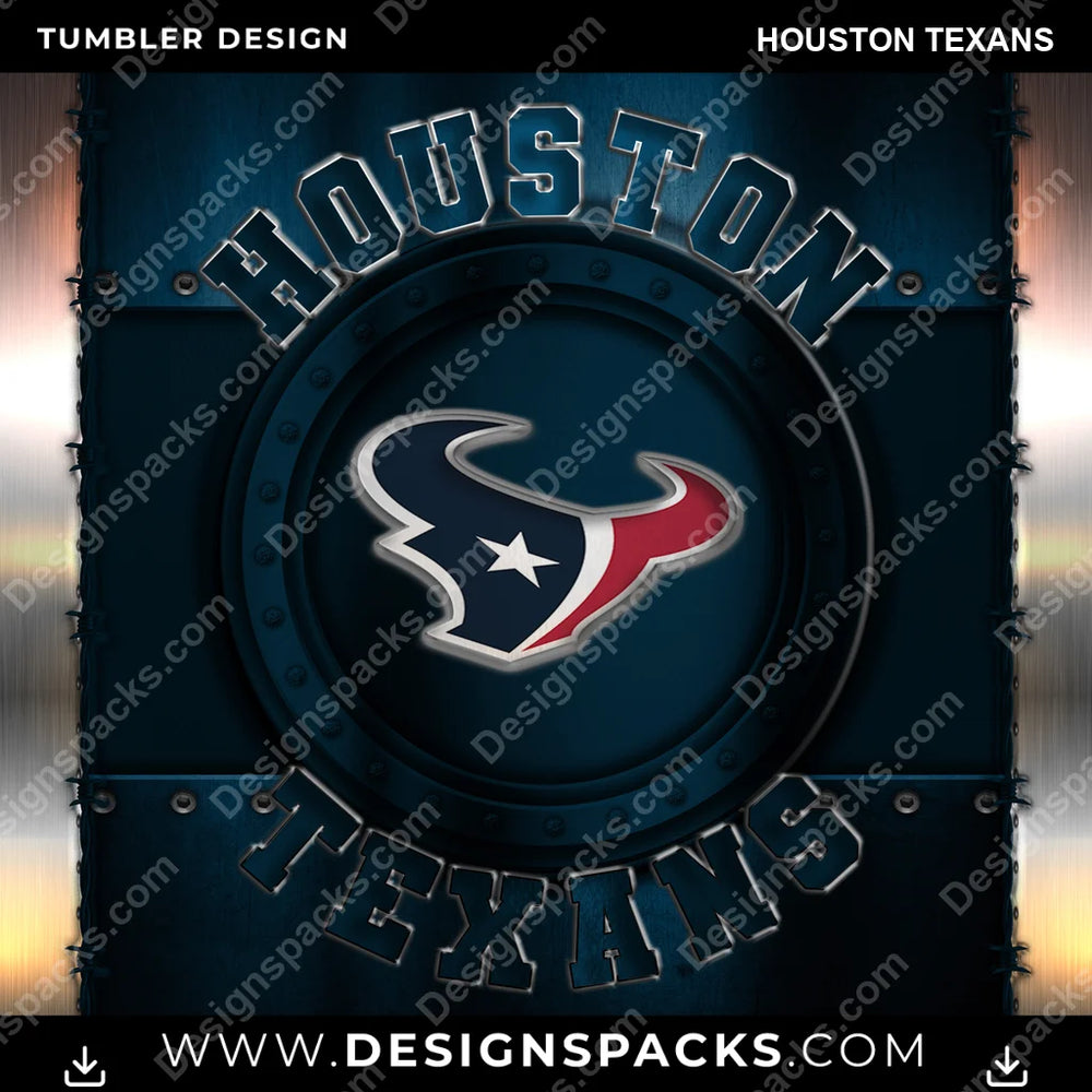 Football Metal Houston Texans NFL Football Tumbler Digital Wrap Design Download