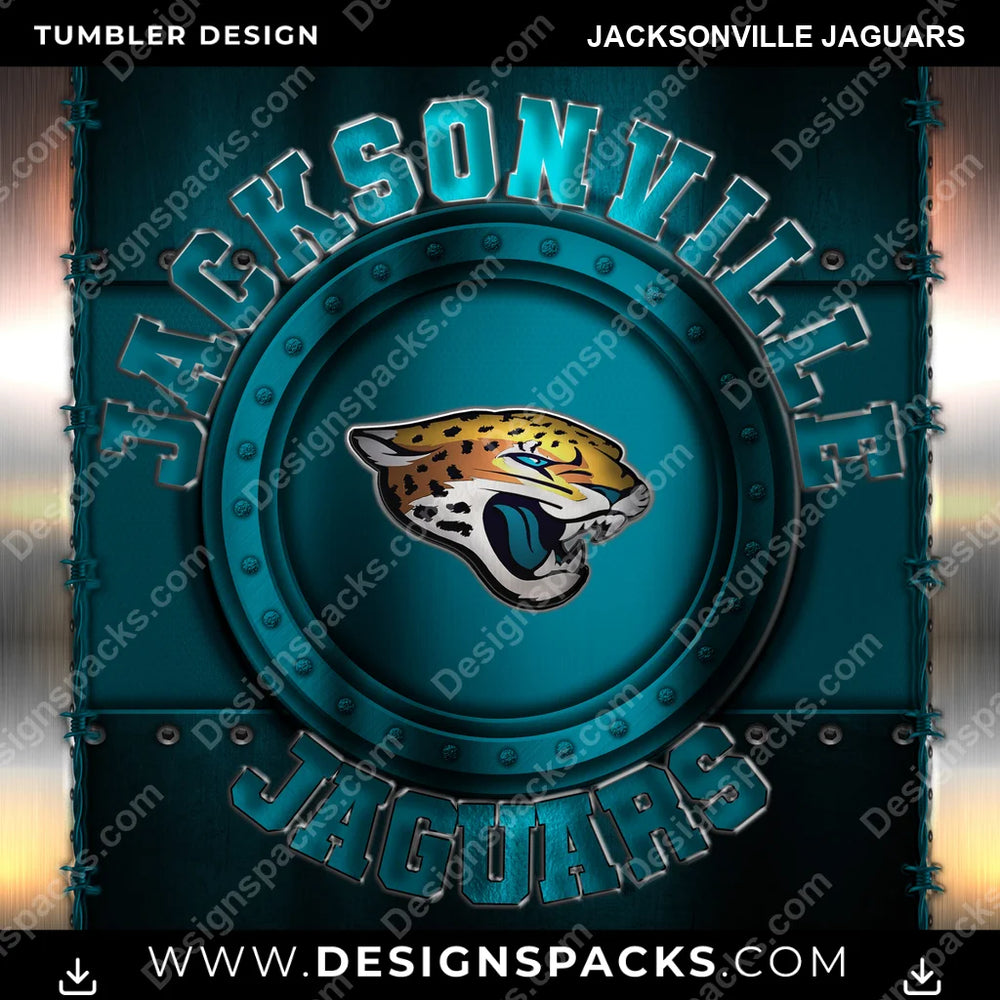Football Metal Jacksonville Jaguars NFL Football Tumbler Digital Wrap Design Download