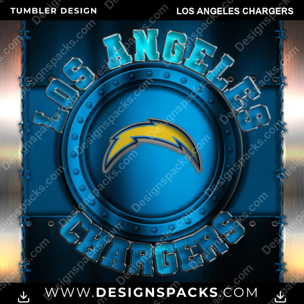 Football Metal Los Angeles Chargers NFL Football Tumbler Digital Wrap Design Download