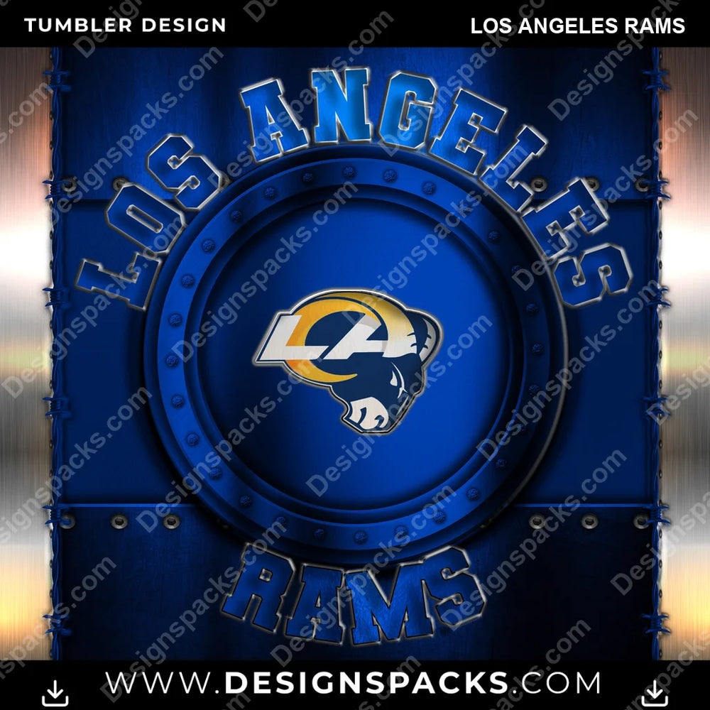 Football Metal Los Angeles Rams NFL Football Tumbler Digital Wrap Design Download