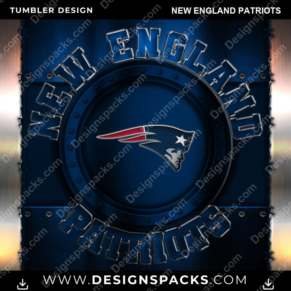 Football Metal New England Patriots NFL Football Tumbler Digital Wrap Design Download