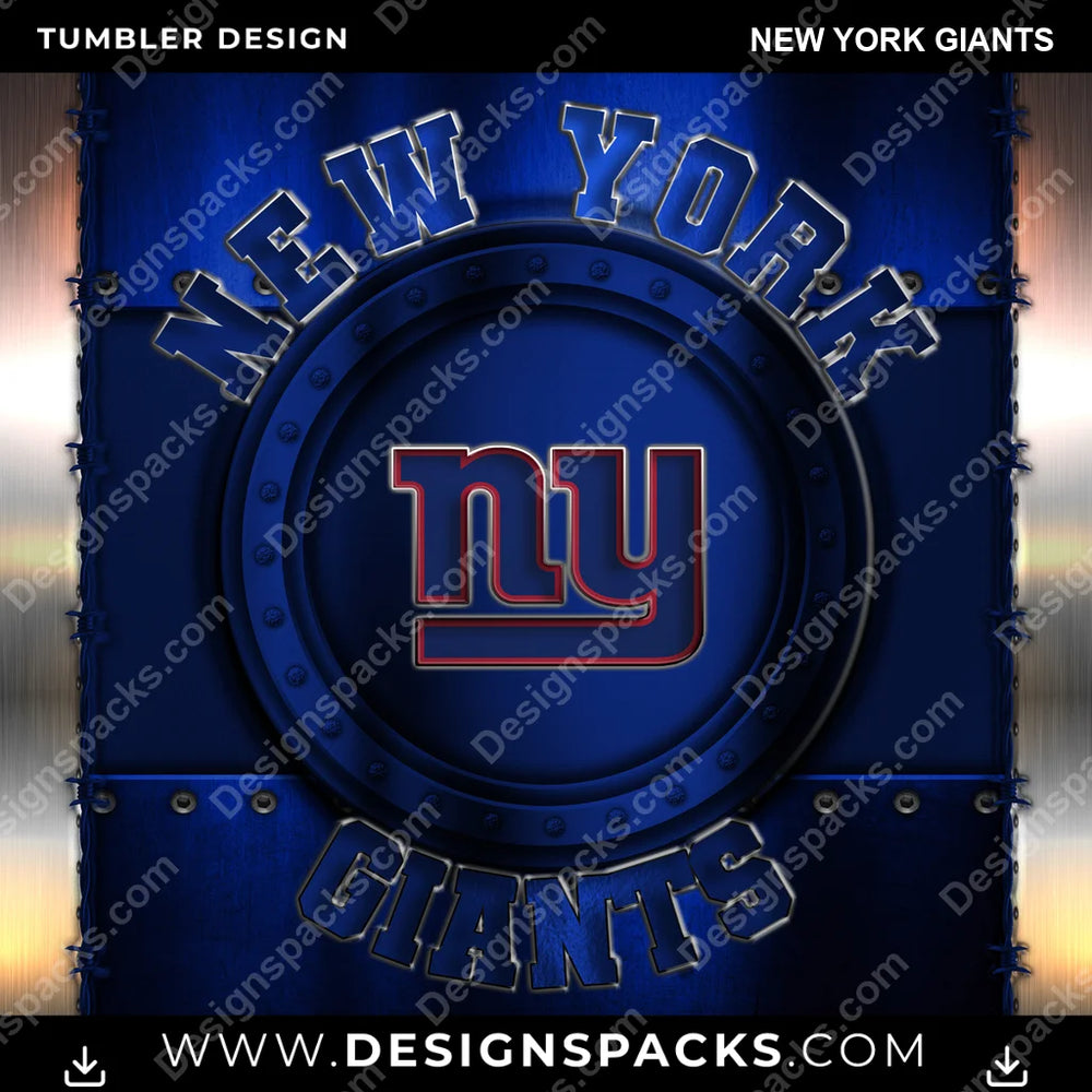 Football Metal New York Giants NFL Football Tumbler Digital Wrap Design Download