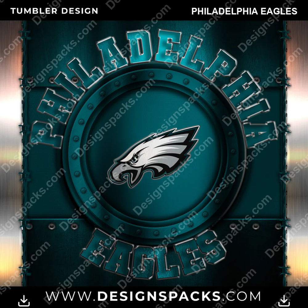 Football Metal Philadelphia Eagles NFL Football Tumbler Digital Wrap Design Download