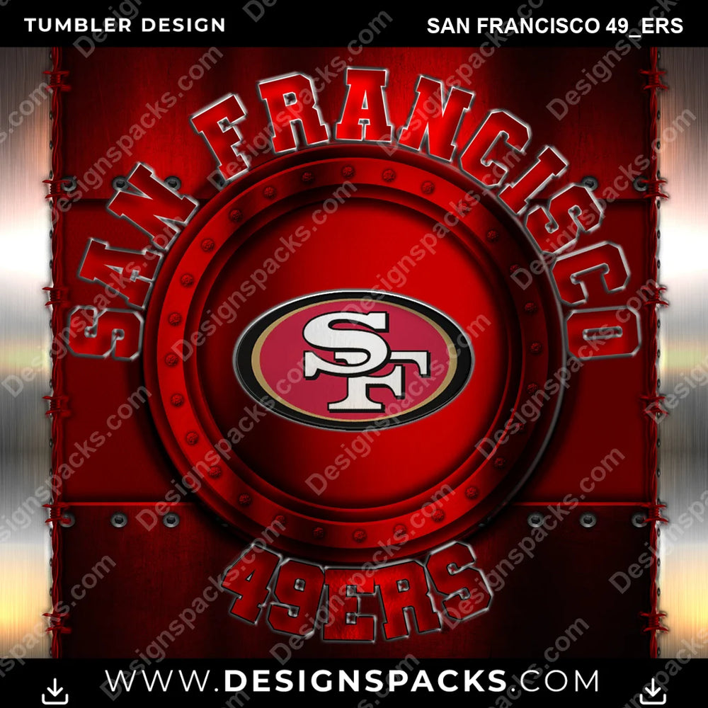 Football Metal San Francisco 49ers NFL Football Tumbler Digital Wrap Design Download