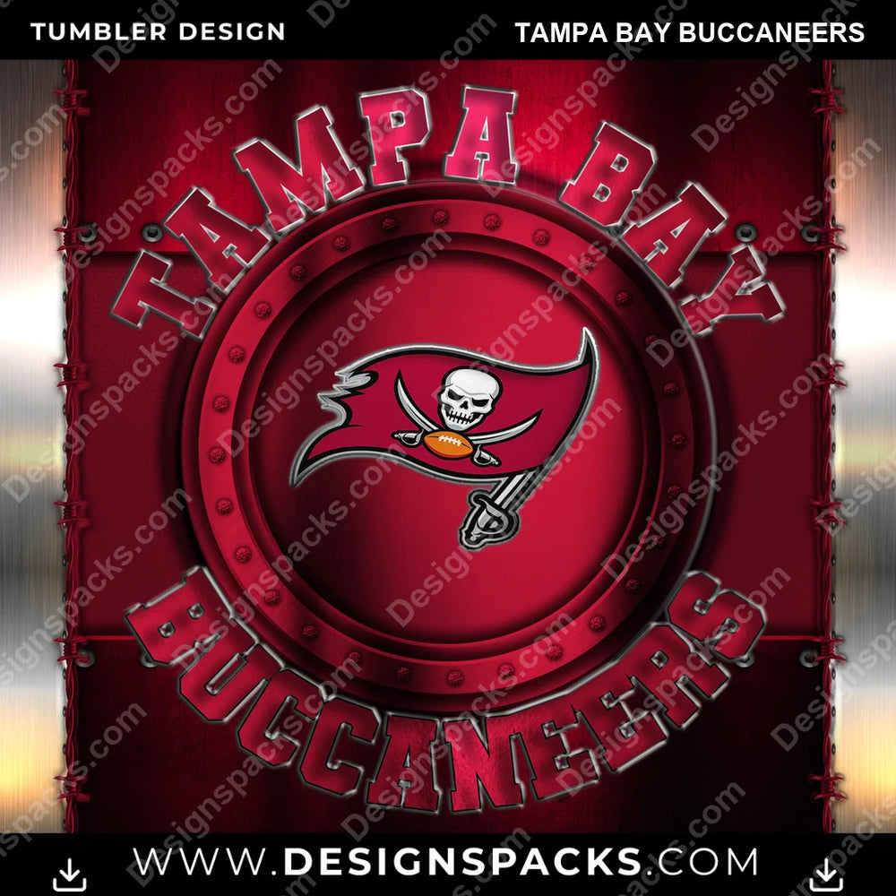 Football Metal Tampa Bay Buccaneers NFL Football Tumbler Digital Wrap Design Download