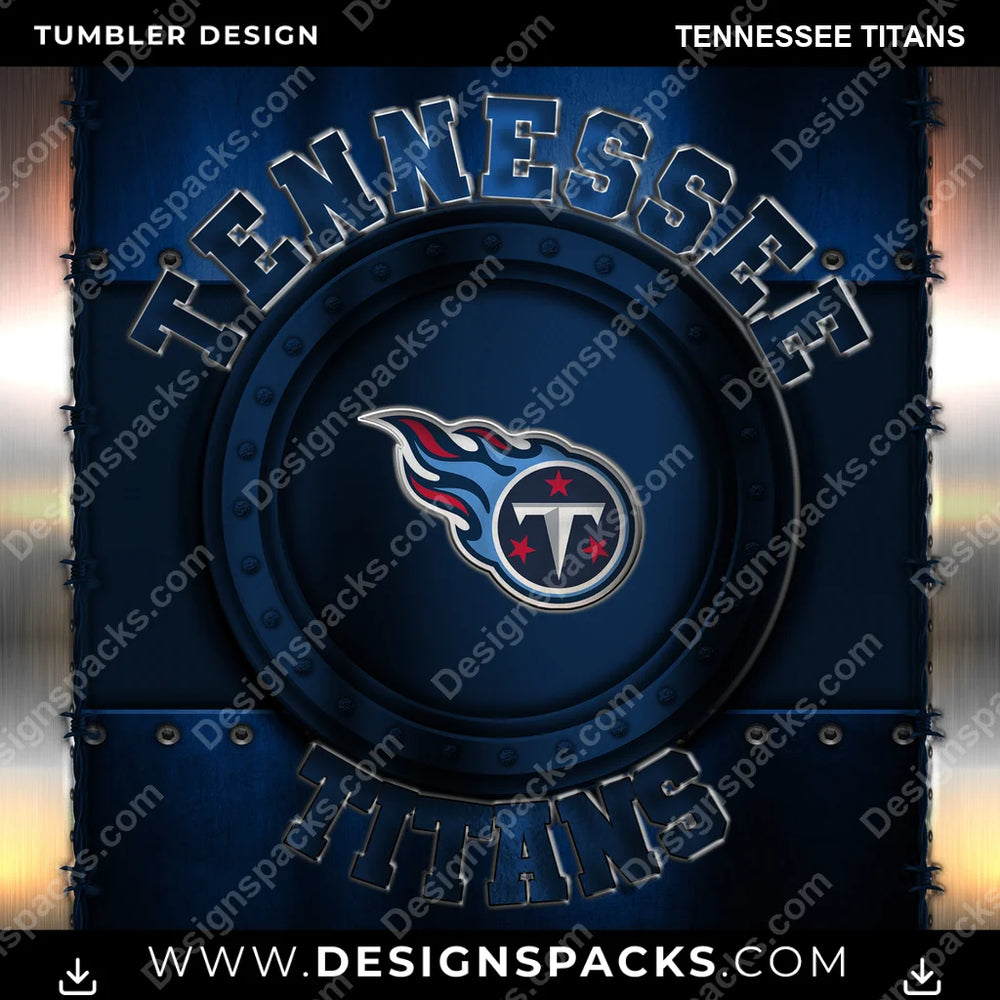 Football Metal Tennessee Titans NFL Football Tumbler Digital Wrap Design Download