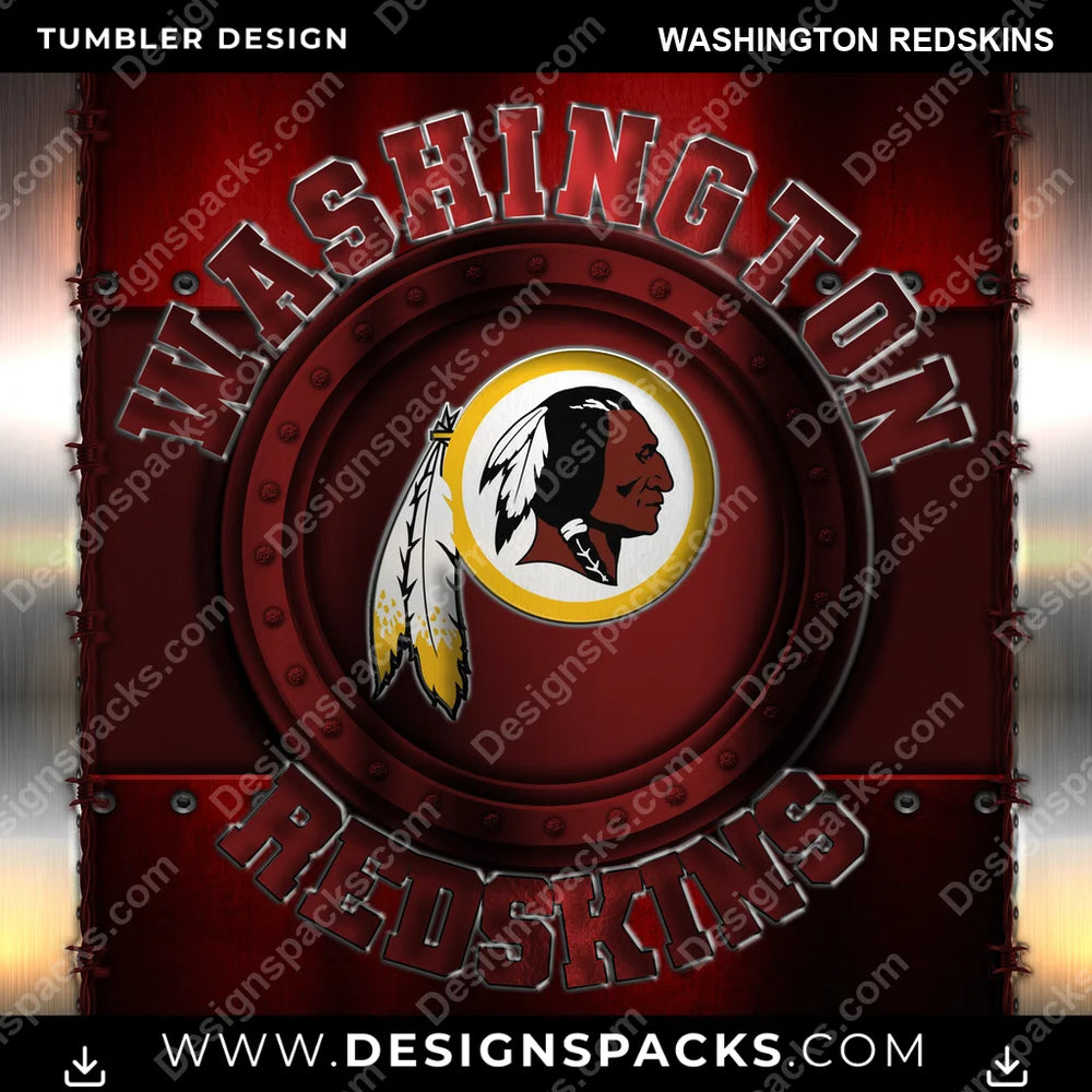 Football Metal Washington Redskins NFL Football Tumbler Digital Wrap Design Download