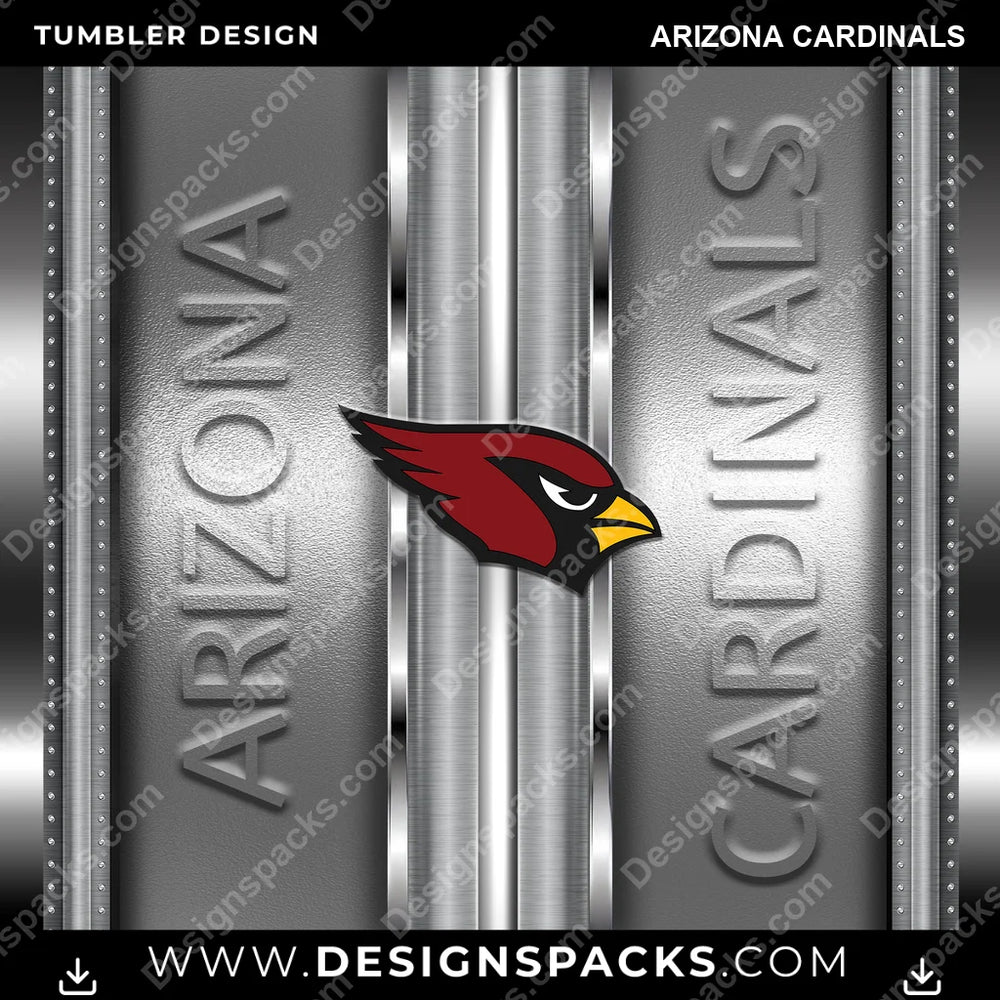 Football Metallic Arizona Cardinals NFL Football Tumbler Digital Wrap Design Download