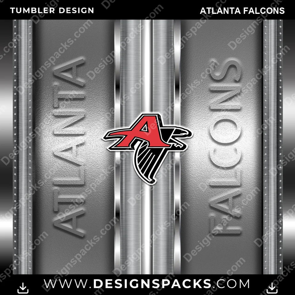 Football Metallic Atlanta Falcons NFL Football Tumbler Digital Wrap Design Download