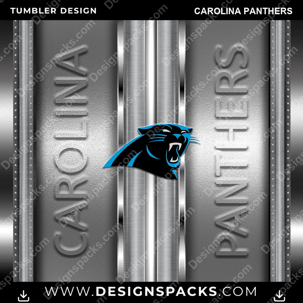 Football Metallic Carolina Panthers NFL Football Tumbler Digital Wrap Design Download