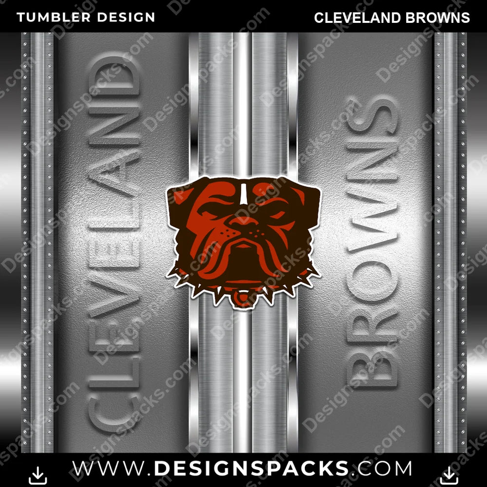 Football Metallic Cleveland Browns NFL Football Tumbler Digital Wrap Design Download