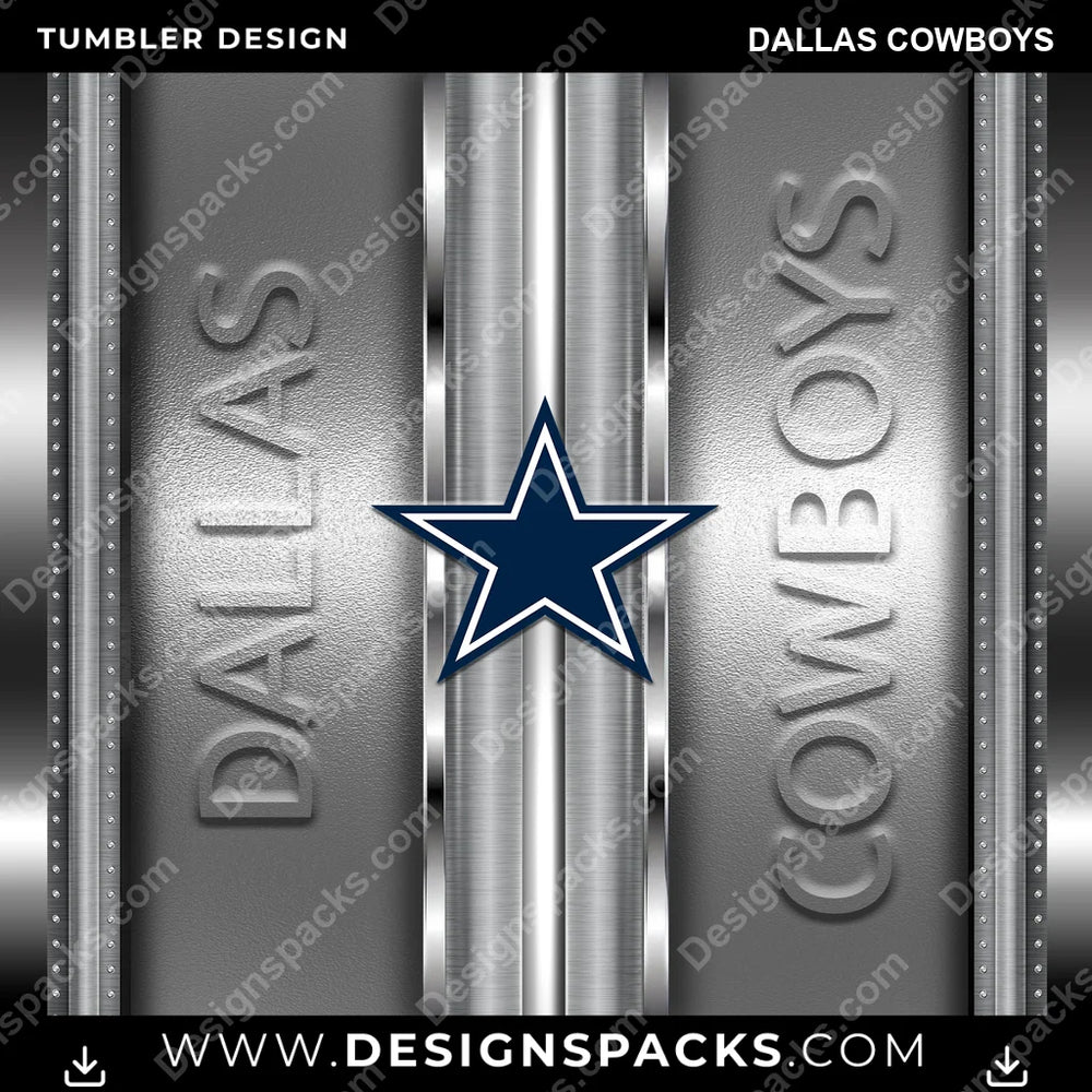 Football Metallic Dallas Cowboys NFL Football Tumbler Digital Wrap Design Download