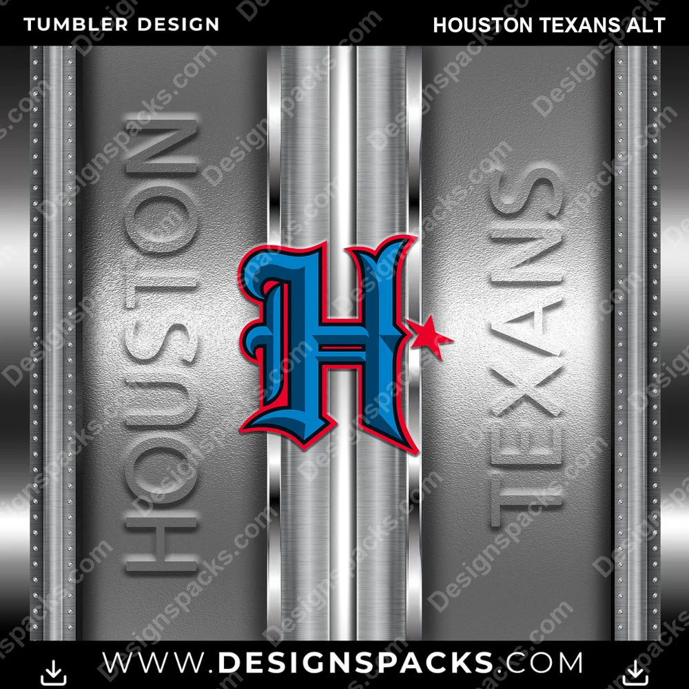Football Metallic Houston Texans Alt NFL Football Tumbler Digital Wrap Design Download