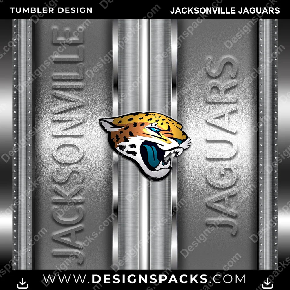Football Metallic Jacksonville Jaguars NFL Football Tumbler Digital Wrap Design Download