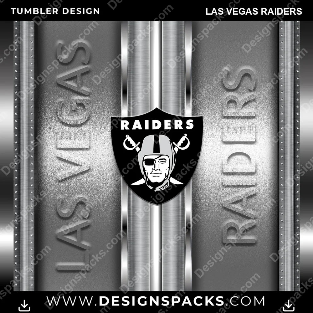 Football Metallic Las Vegas Raiders NFL Football Tumbler Digital Wrap Design Download