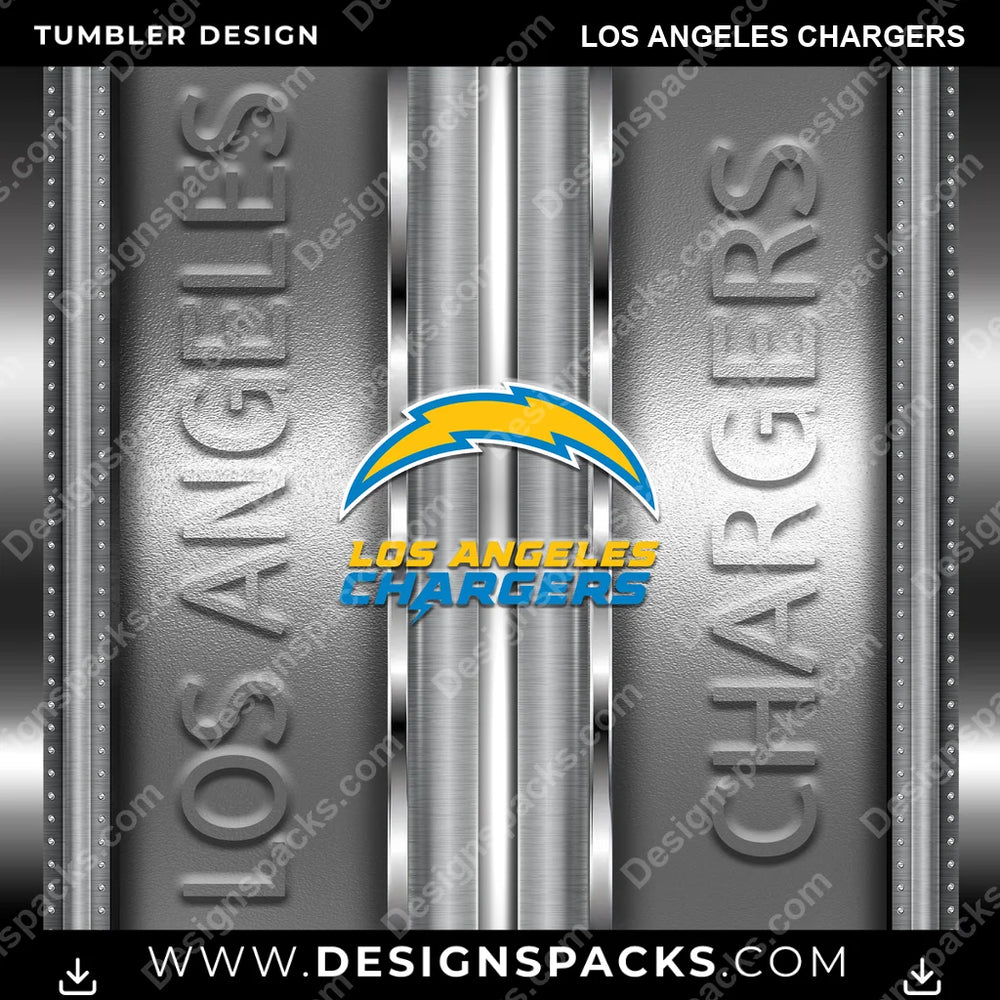 Football Metallic Los Angeles Chargers NFL Football Tumbler Digital Wrap Design Download