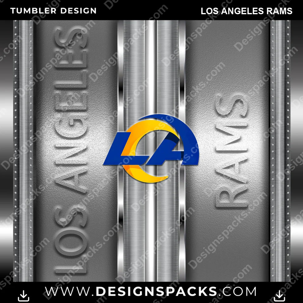 Football Metallic Los Angeles Rams NFL Football Tumbler Digital Wrap Design Download