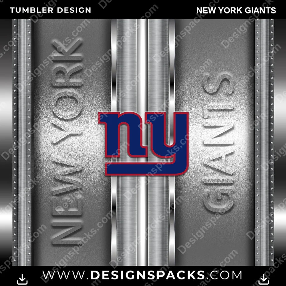 Football Metallic New York Giants NFL Football Tumbler Digital Wrap Design Download