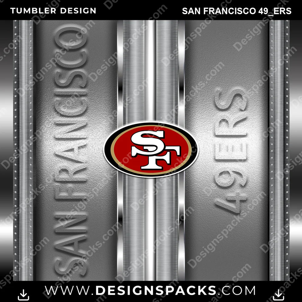 Football Metallic San Francisco 49ers NFL Football Tumbler Digital Wrap Design Download