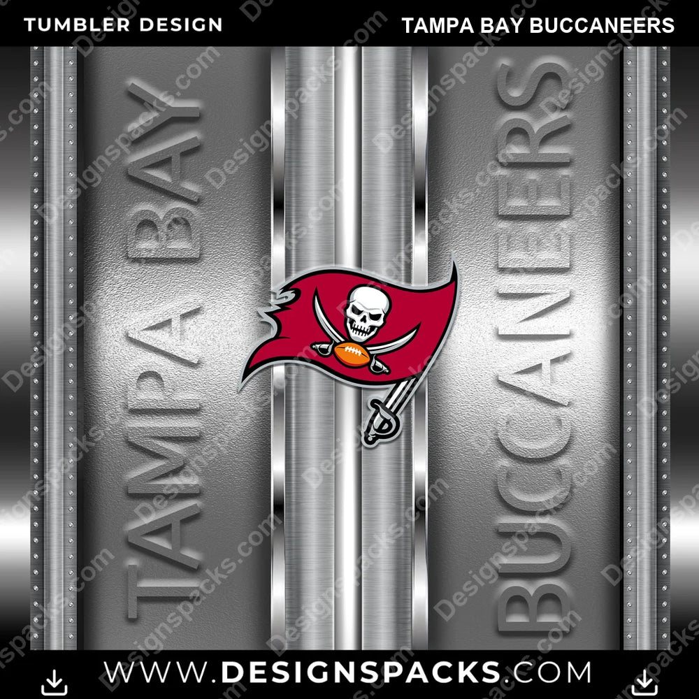Football Metallic Tampa Bay Buccaneers NFL Football Tumbler Digital Wrap Design Download