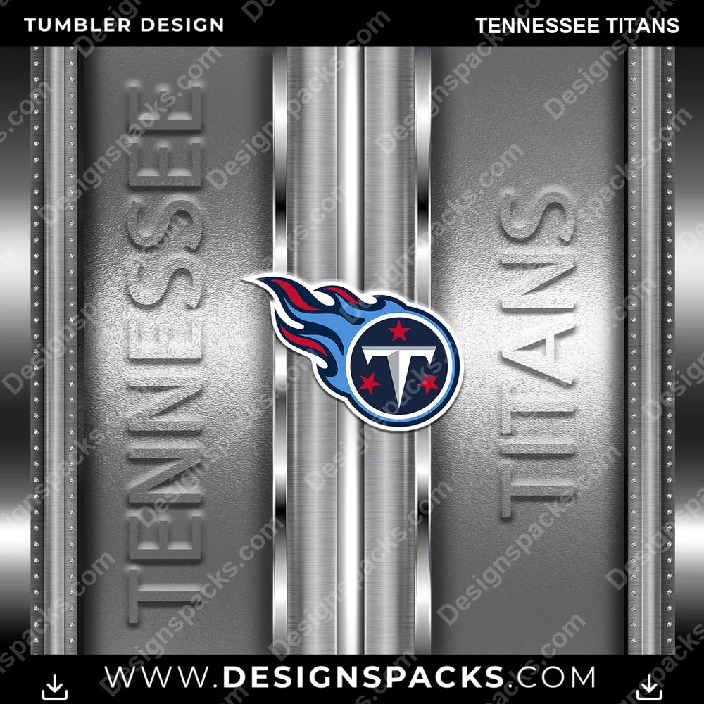 Football Metallic Tennessee Titans NFL Football Tumbler Digital Wrap Design Download