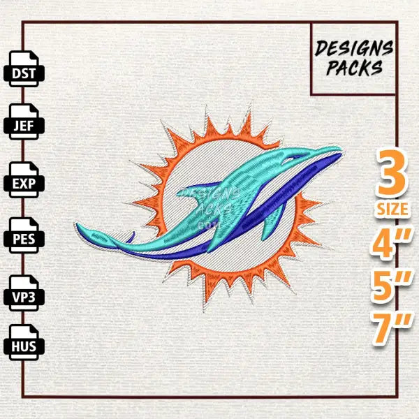 Football Miami Dolphins Embroidery Design