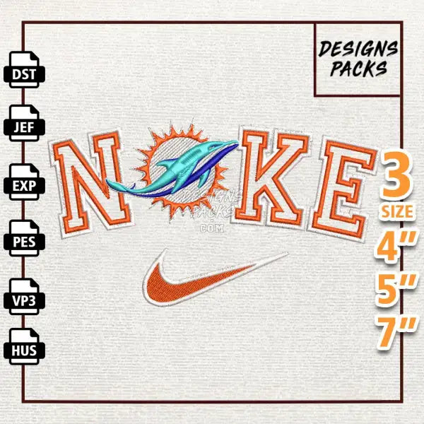 Football Miami Dolphins Embroidery Design