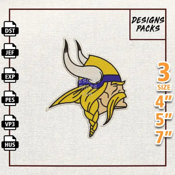 Football Minnesota Vikings Embroidery Design