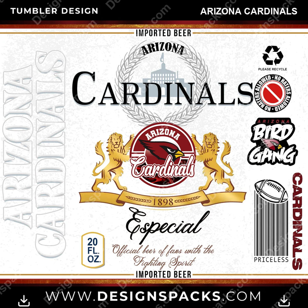 Football Modelo Arizona Cardinals NFL Football Tumbler Digital Wrap Design Download