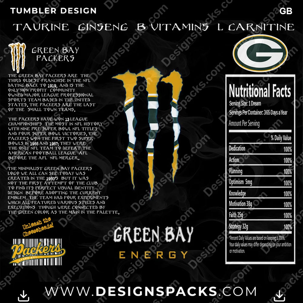 Football MONSTER ENERGY GB NFL Football Tumbler Digital Wrap Design Download