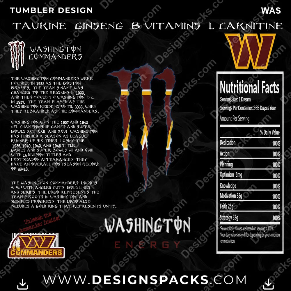 Football MONSTER ENERGY WAS NFL Football Tumbler Digital Wrap Design Download