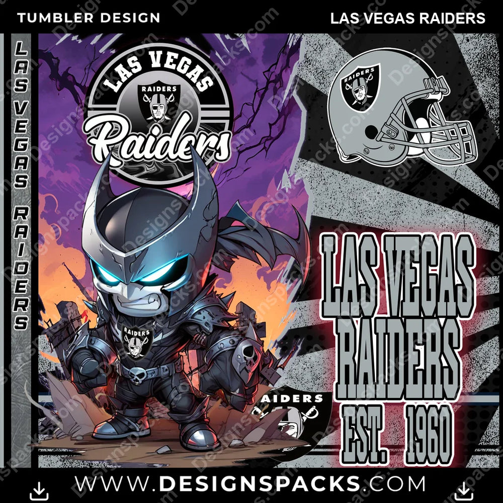 Football Monster Mascot Las Vegas Raiders NFL Football Tumbler Digital Wrap Design Download