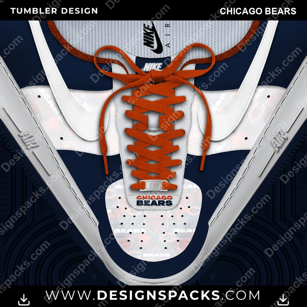 Football Nike AF1 Laces Chicago Bears NFL Football Tumbler Digital Wrap Design Download