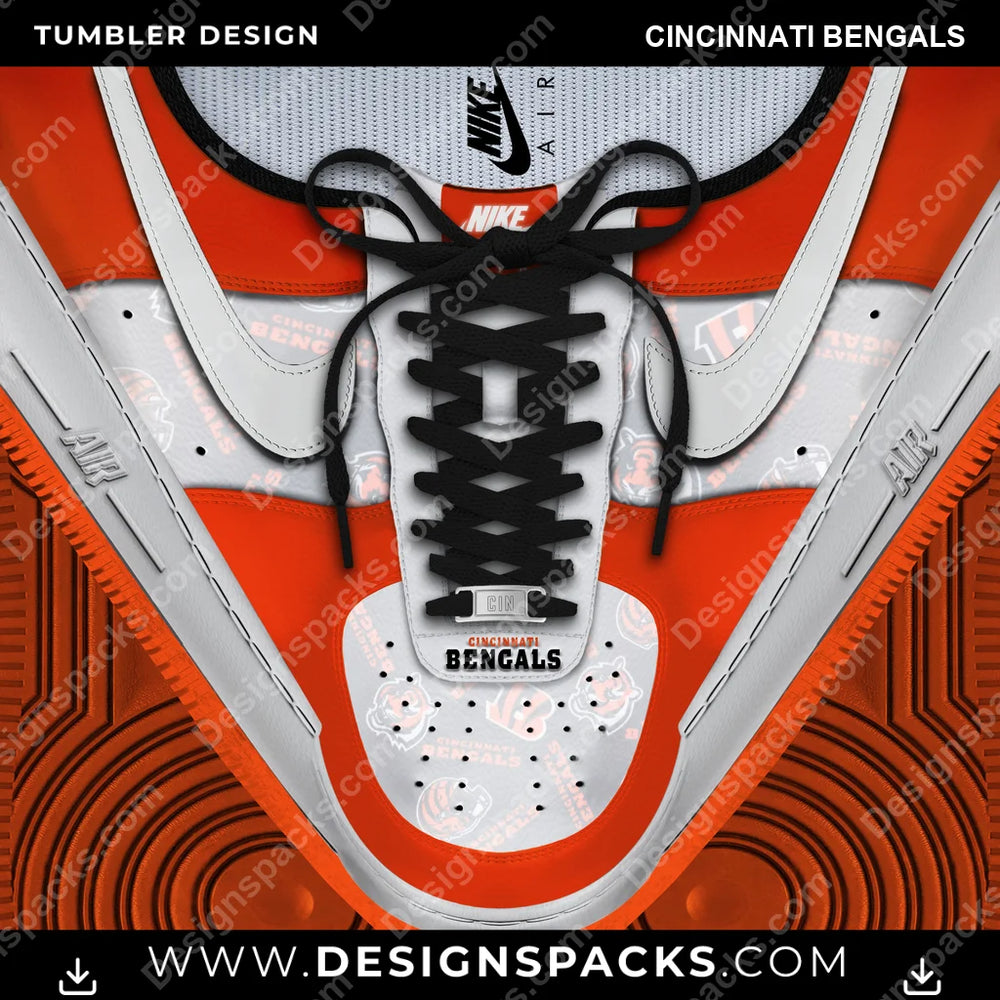 Football Nike AF1 Laces Cincinnati Bengals NFL Football Tumbler Digital Wrap Design Download